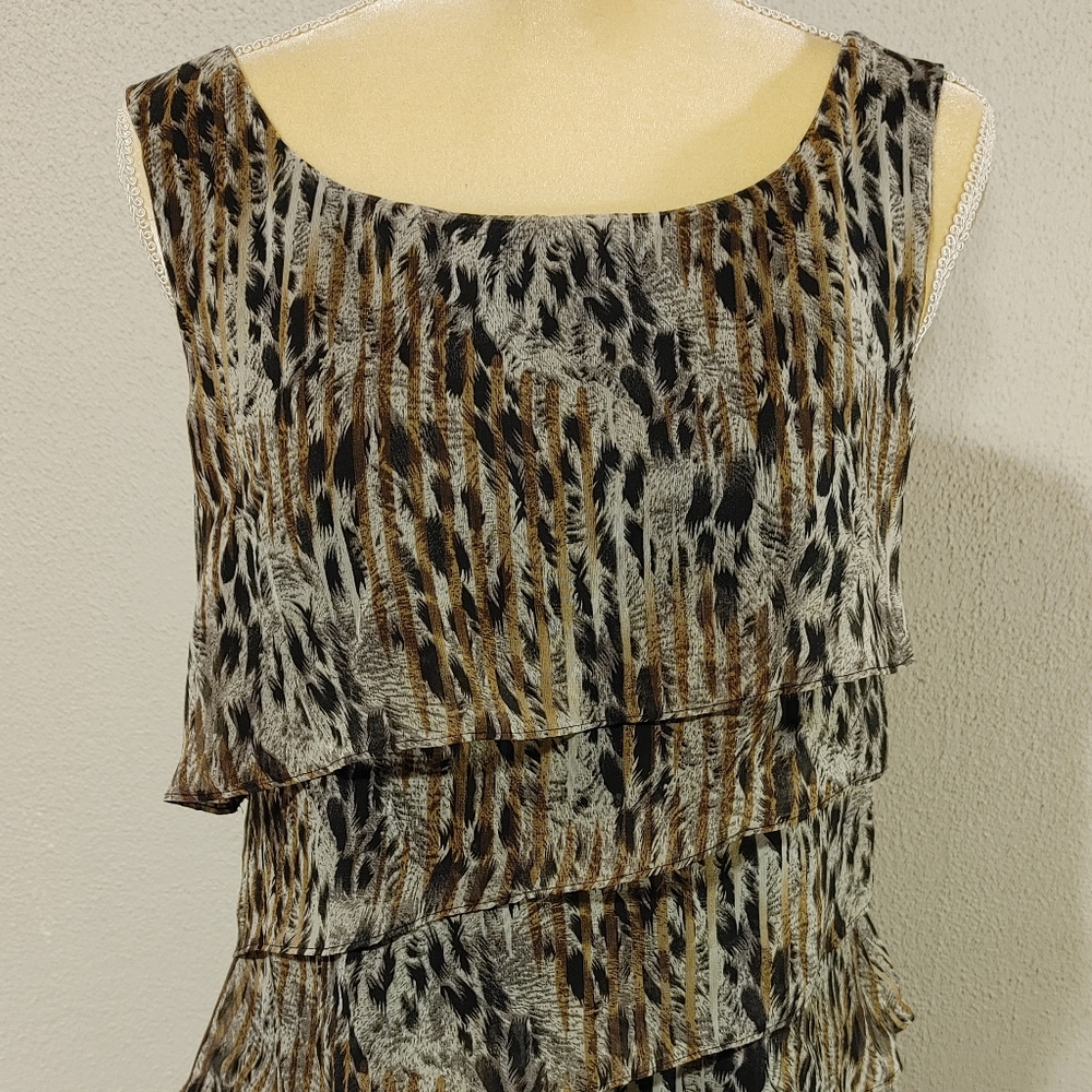 Connected Apparel Sleeveless animal print dress with ruffle details sz10 - Picture 4 of 6